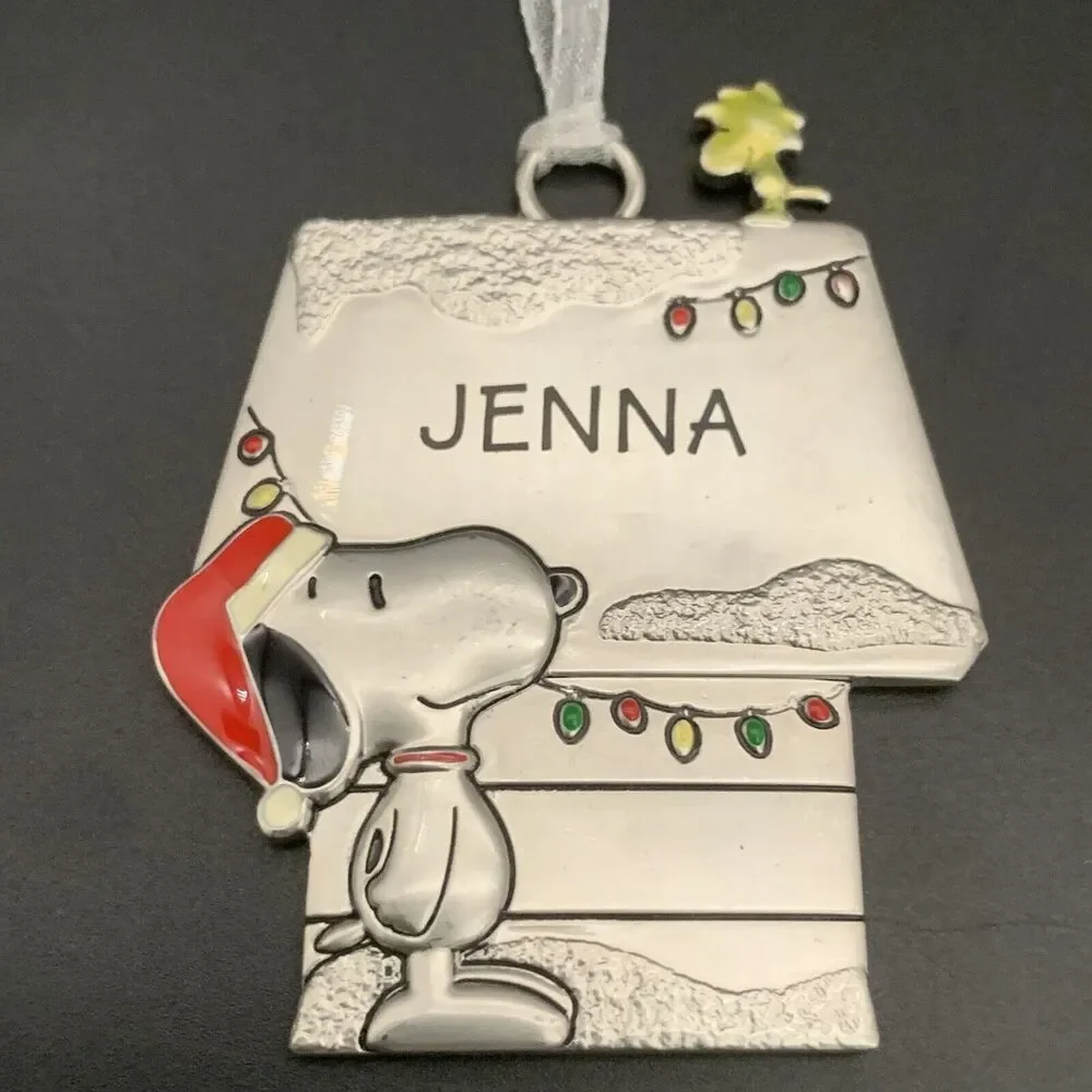 Peanuts Hallmark Snoopy Jenna Name Woodstock Doghouse Metal Ornament